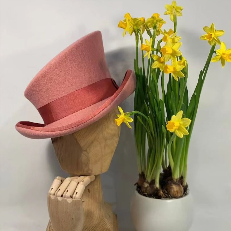 Fedora Hat Wool - Wool Felt Top Hat Blue Ribbon