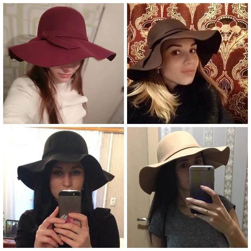 White Dome-shaped Ladies' Hat  - đánh giá và giá Fedora Hat Wool