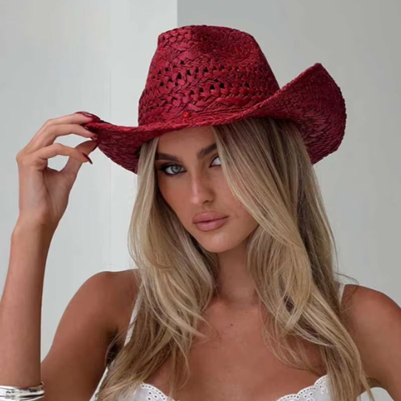 Cowboy hat red hand-painted su - đánh giá và giá Cowboy Hat Straw