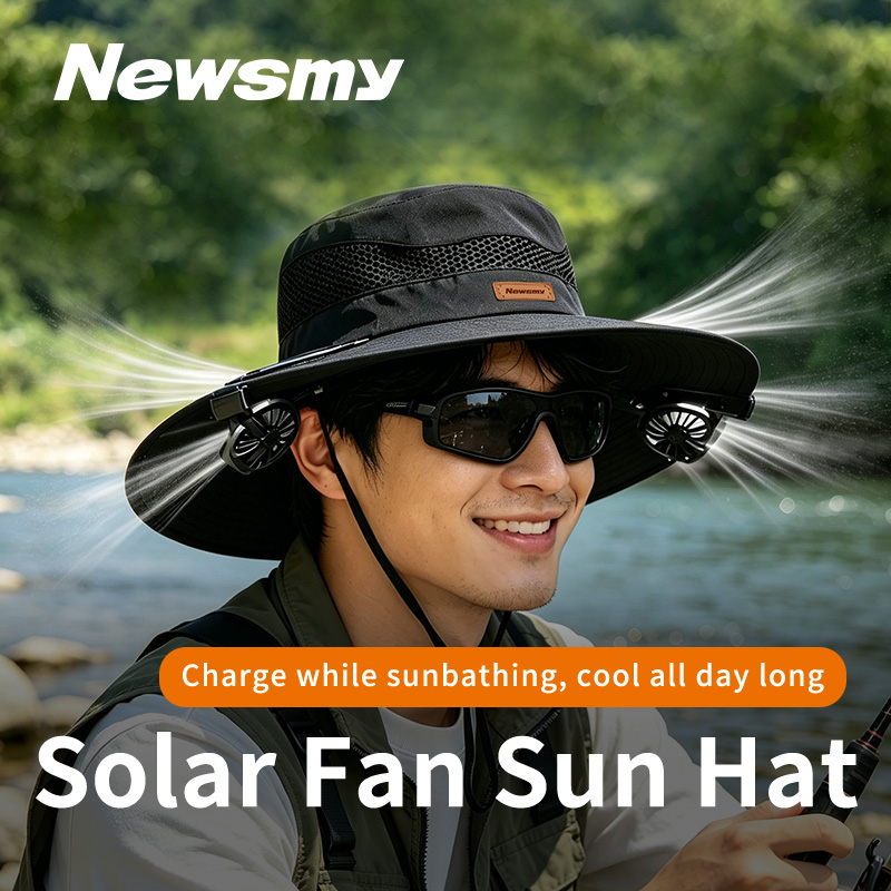 NEWSMY Solar Powered Fan Sun H - đánh giá và giá Sun Hat Wide Brim