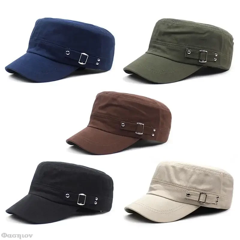 Army Cap Men Women Pure Color  - đánh giá và giá Snapback Hat Flat
