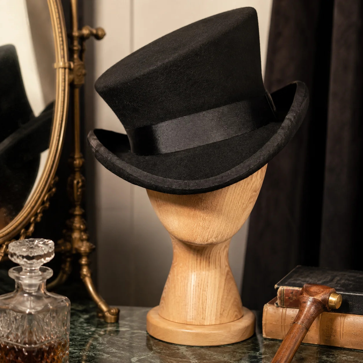 Wool Felt Top Hat Blue Ribbon  - đánh giá và giá Fedora Hat Wool