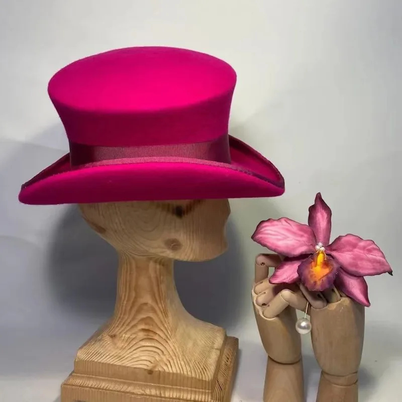 Wool Felt Top Hat Blue Ribbon  - đánh giá và giá Fedora Hat Wool